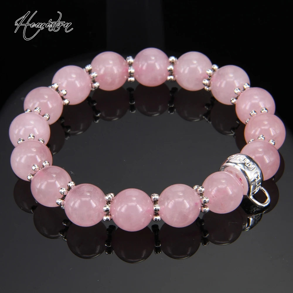 Rose Pink Quartz Bead, Bead Bracelet.