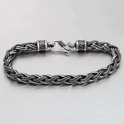 Hand-woven silver bracelet for men.