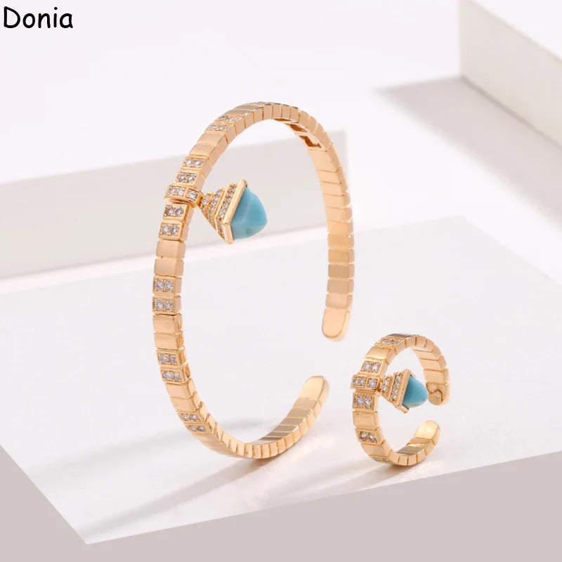 Donia jewelry European and American fashion copper micro-inlaid AAA zircon gemstone bracelet set creative luxury open ring set