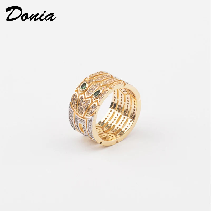 Donia Jewelry Snake Animal Bracelet Men's Party Jewelry Set Metal Copper Zircon Bracelet and Ring Accessory Set