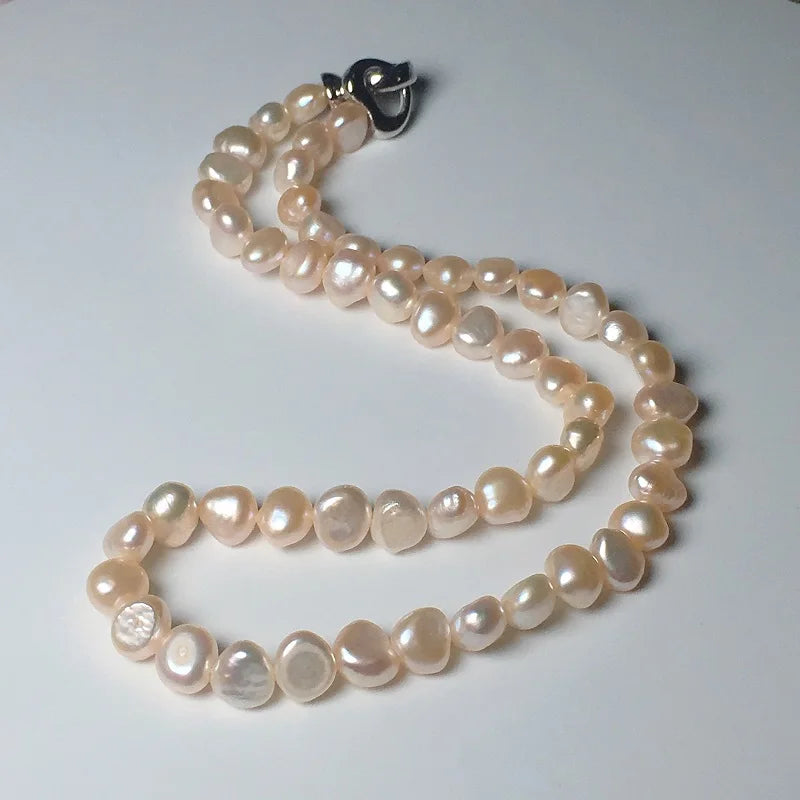 Natural Baroque Pearl Necklace - 7-8mm Real Freshwater Pearl.