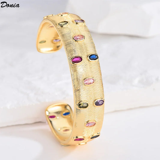 Donia Jewelry European and American fashion luxury colorful AAA zircon bracelet gold-plated retro elegant ladies bracelet