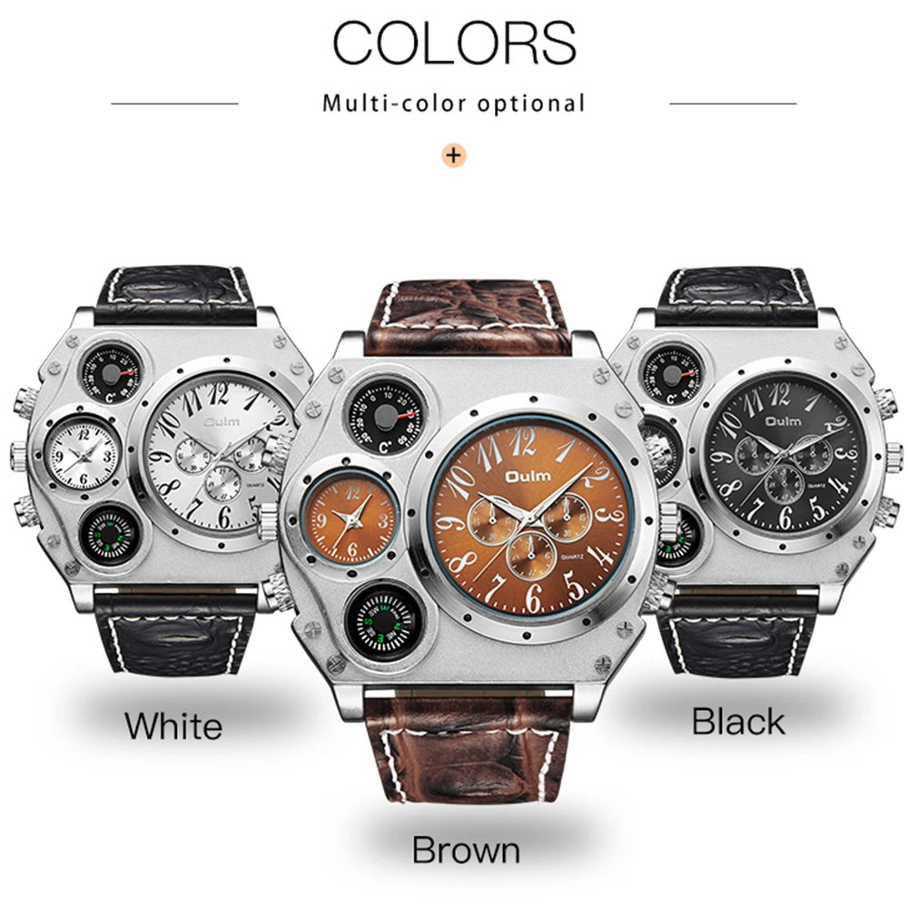 Creative Big Watch Men Chronograph Multi Dials Quartz.