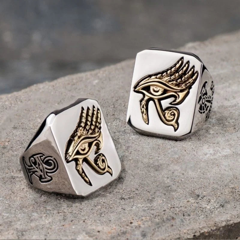 Fashion Ancient Egypt Horus Ring Men's Retro Gothic Personality Boy Souvenir Gift