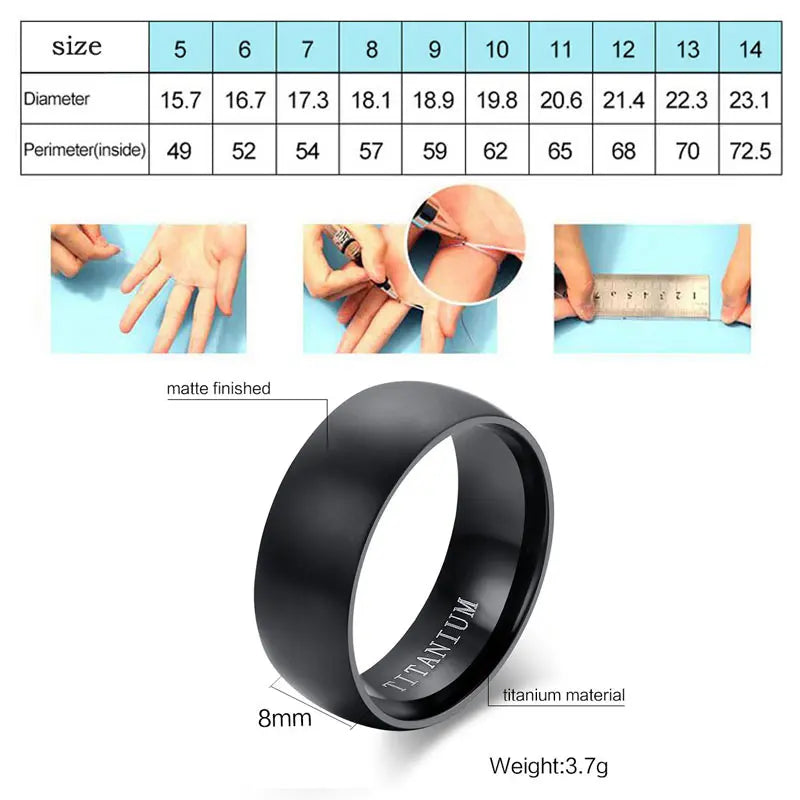 Cool Black 8mm Titanium Wedding Ring.