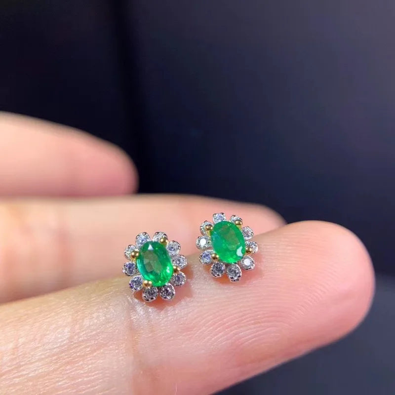 Jewelry 2021 New natural Emerald Women Jade Wedding Gemstone With Mosang Diamond Popular Earrings