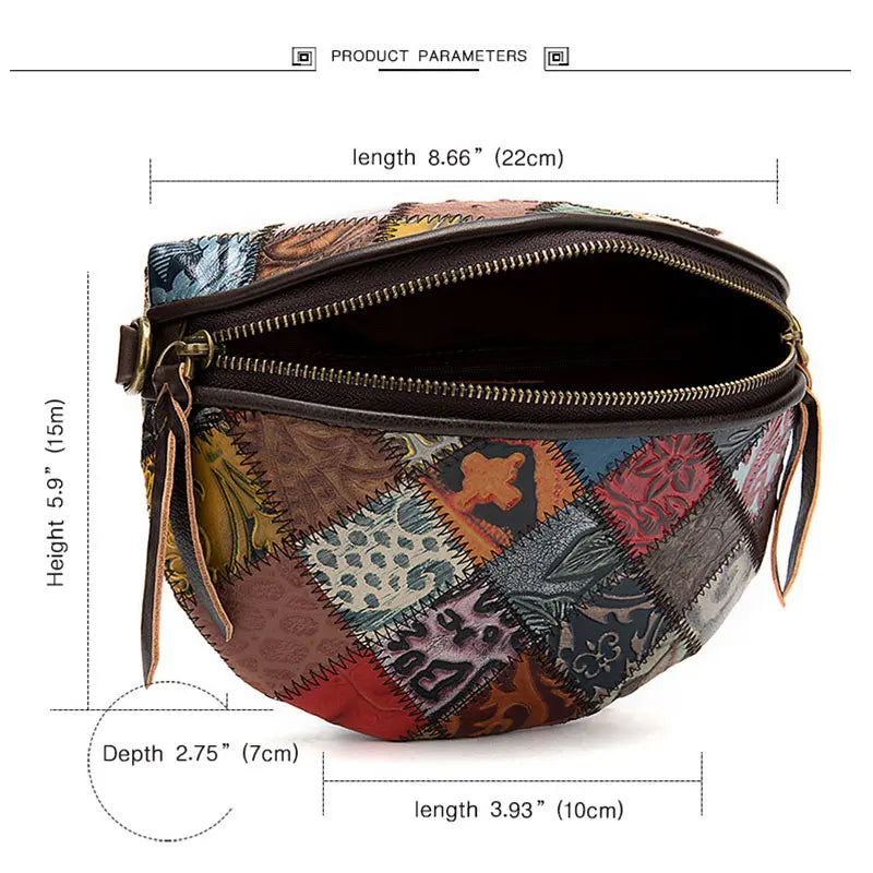 New Fashion Bohemia Waist Bag for Women Genuine Leather Waist Packs Female Cowhide Crossbody Bag Women's Fanny Shoulder Bag