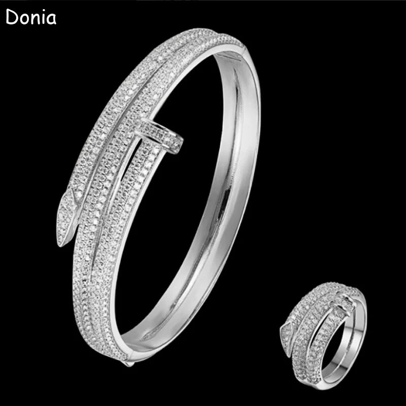 Donia jewelry New fashion classic AAA zircon double ring bracelet ring luxury personalized creative jewelry banquet jewelry