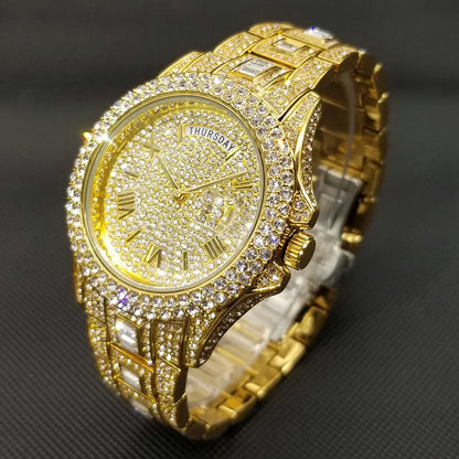 MISSFOX Diamond Mens Watches Luxury Silver.