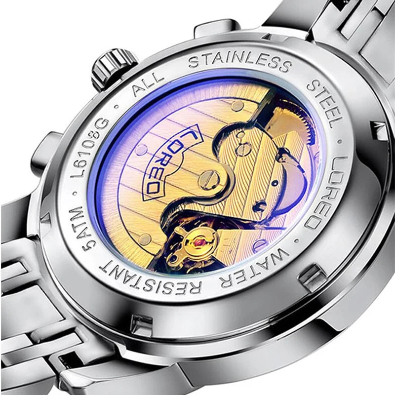 LOREO Tourbillon Mechanical Watch Men Luminous.