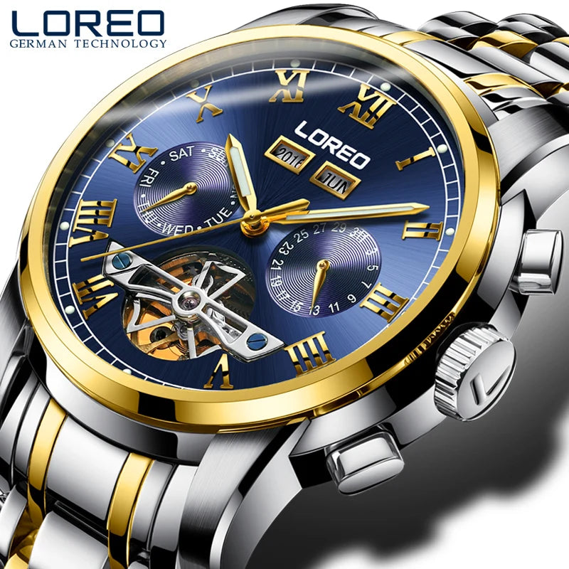 Fashion Men tourbillon watch LOREO Automatic.