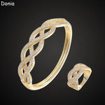 Donia Jewelry Fashion Chain Copper Micro-inlaid AAA Zircon Bracelet Set Creative Luxury Ladies Ring Set