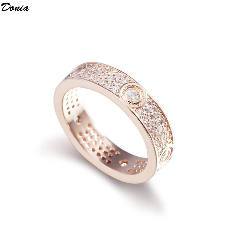 Donia jewelry European and American fashion luxury ring high-grade copper micro-inlaid AAA zircon ring ladies gifts