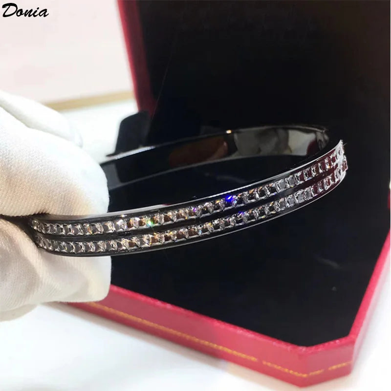 Donia Jewelry New fashion party bracelet copper inlaid AAA zircon bracelet ladies double row zircon party bracelet