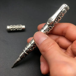 BOCAI S925silver ballpoint pen Man and Woman vintage and elegant S925 silver hollow carved, business signature pen high quality