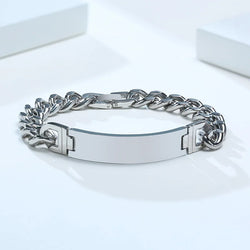 Free Personalize Names Stainless Steel ID Bracelets for Men,Custom Love Gift for Father Husband Son, 9/12mm Wide