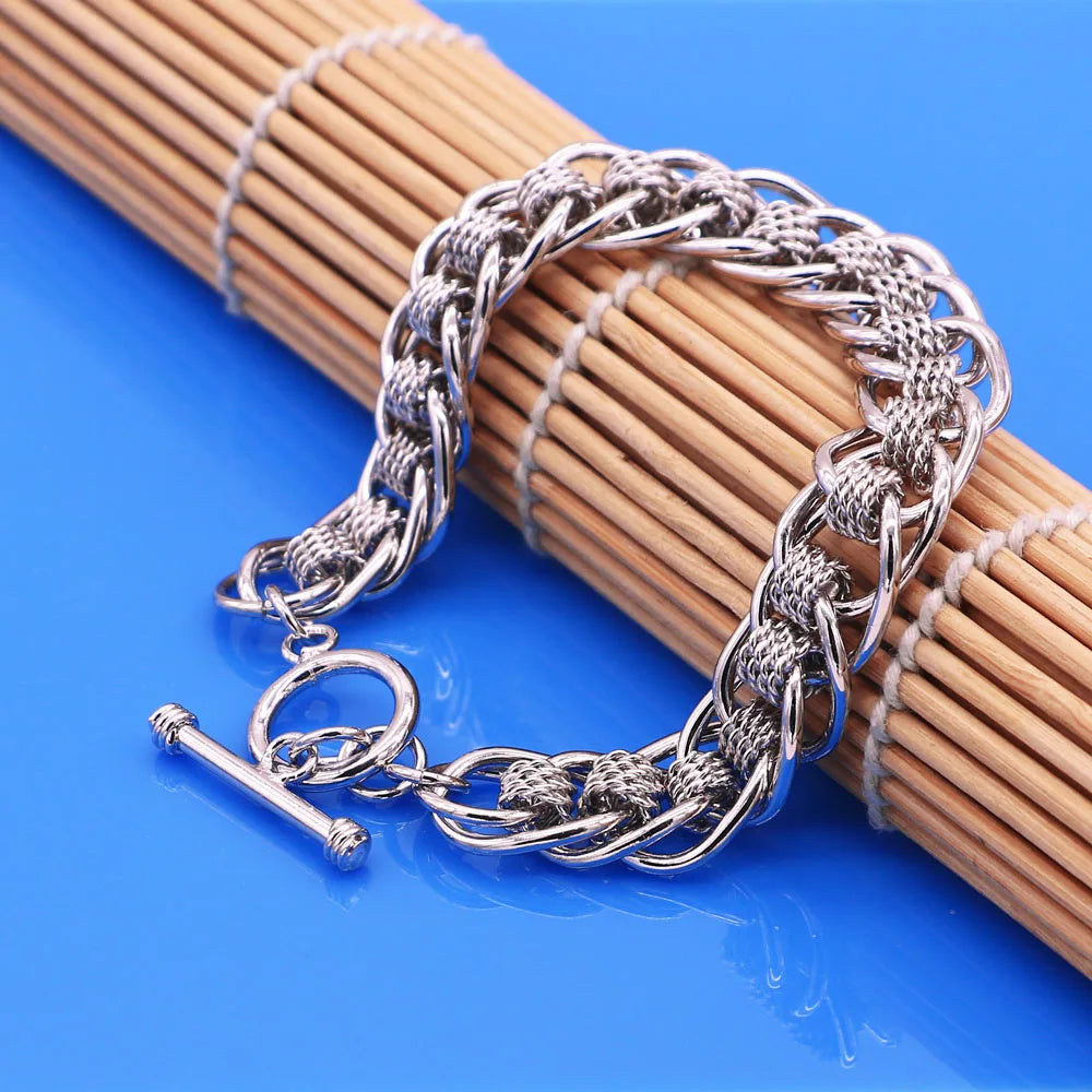 Fashion men jewelry;Solid 925 Silver bracelet for Men.