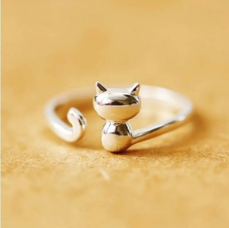 silver rings cat shape Finger&nbsp; jewlery.