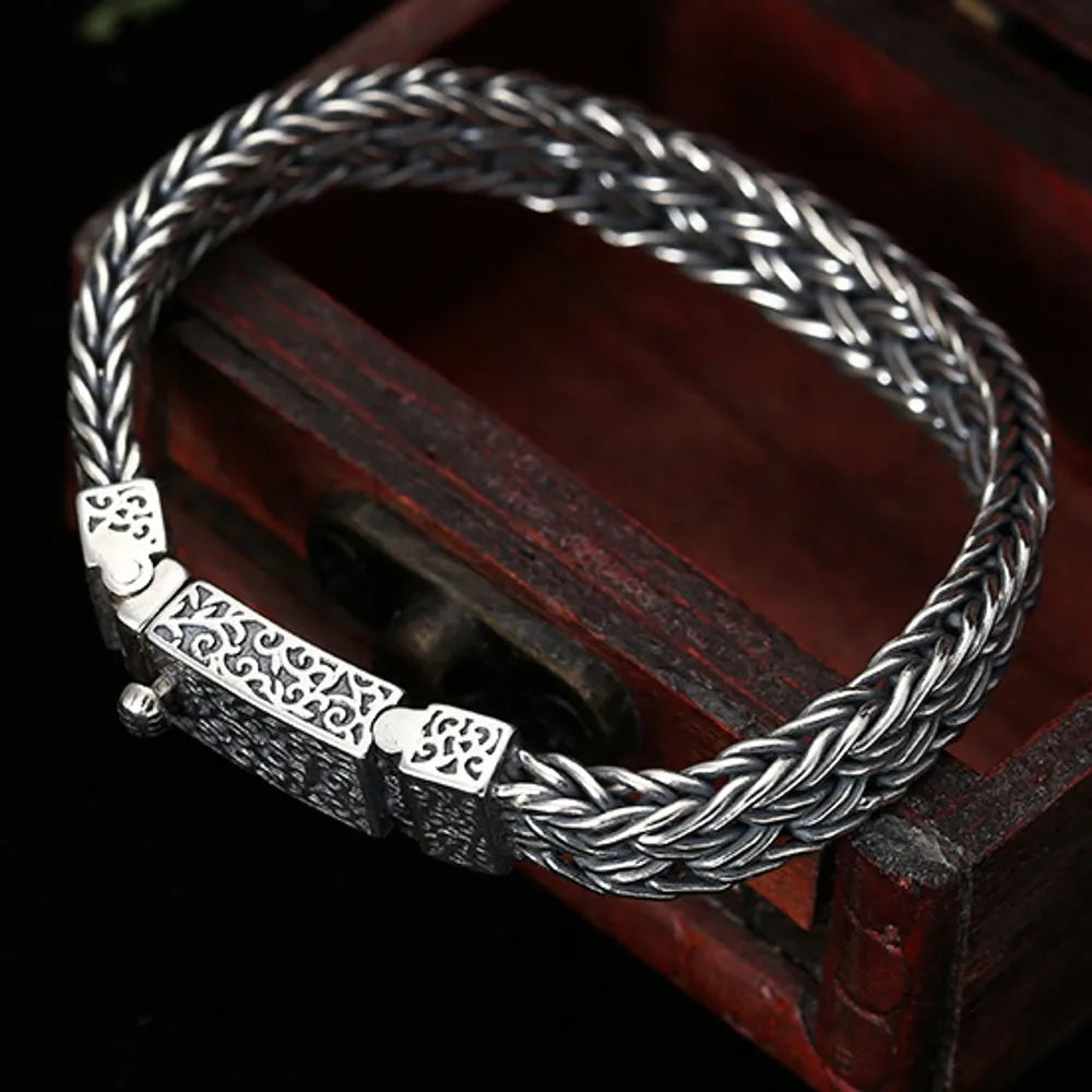 Silver Fashion Jewelry Flower Men's Bracelet