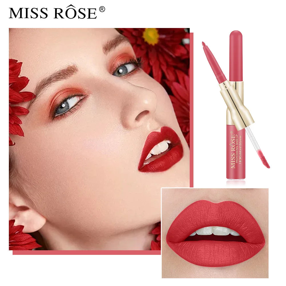 Double Head Lip Gloss Lipliner Pen Matte.