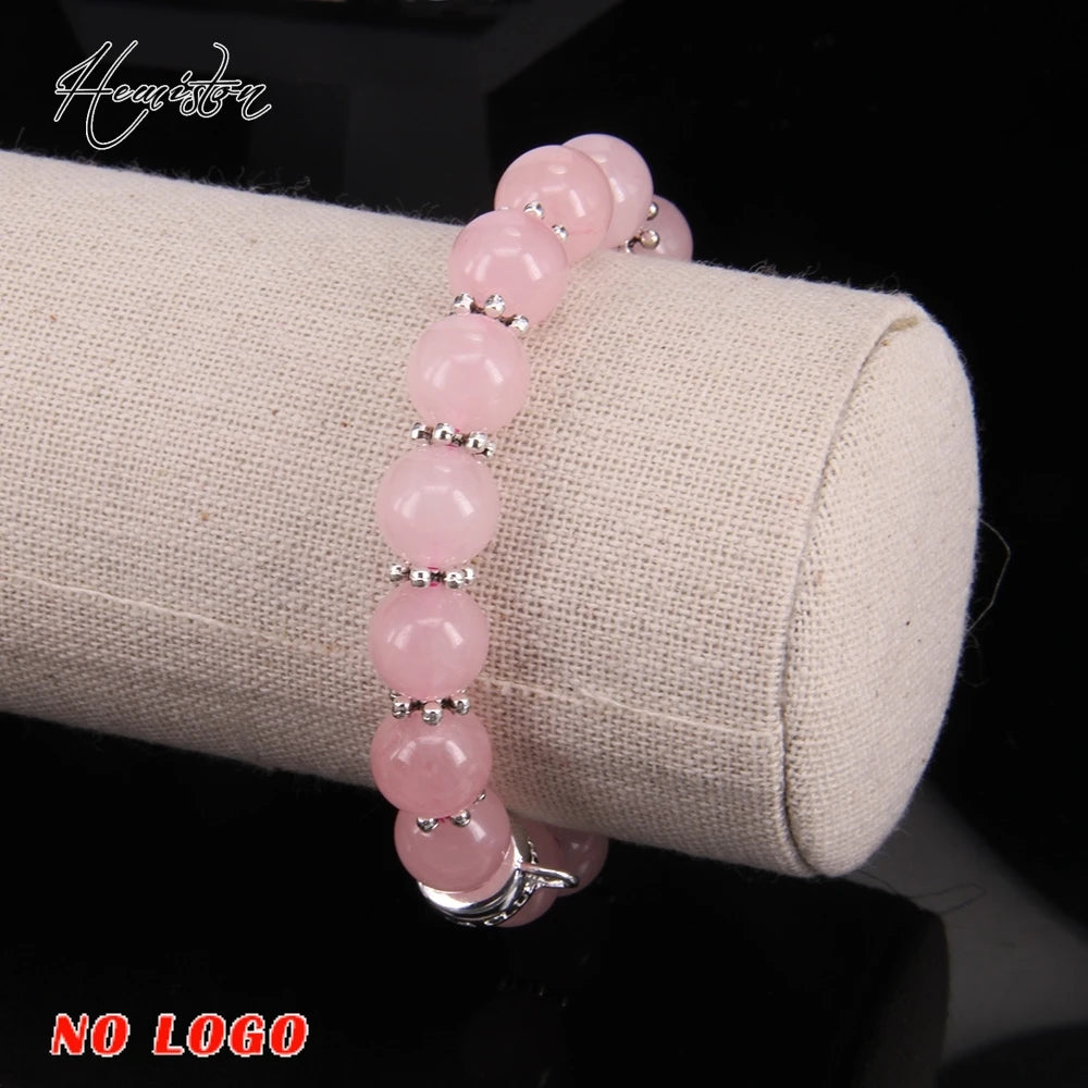 Rose Pink Quartz Bead, Bead Bracelet.