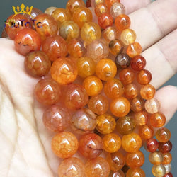 Natural Orange Red Dragon Beads Round.