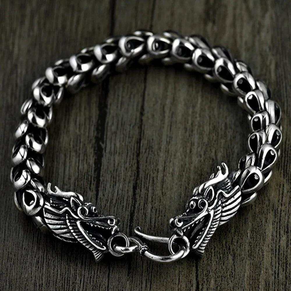 New S925 pure silver fashion jewelry, personalized Thai silver dragon scale bracelet for men handmade men mighty dragon bracelet