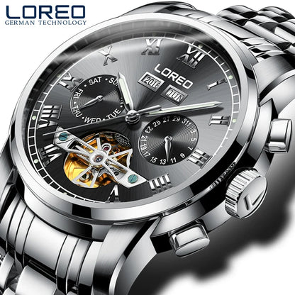 Fashion Tourbillon Mechanical Watch Men Automatic LOREO.