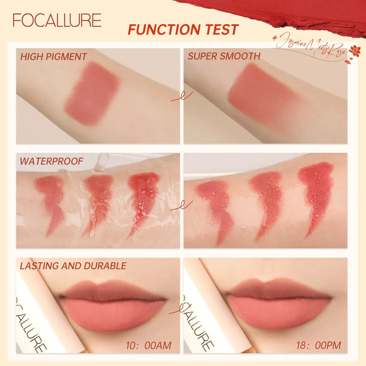 FOCALLURE Natural Matte Lipstick Waterproof Long-lasting Smooth Moisturizing Lip Balm Lightweight Lip Glaze Makeup Cosmetics