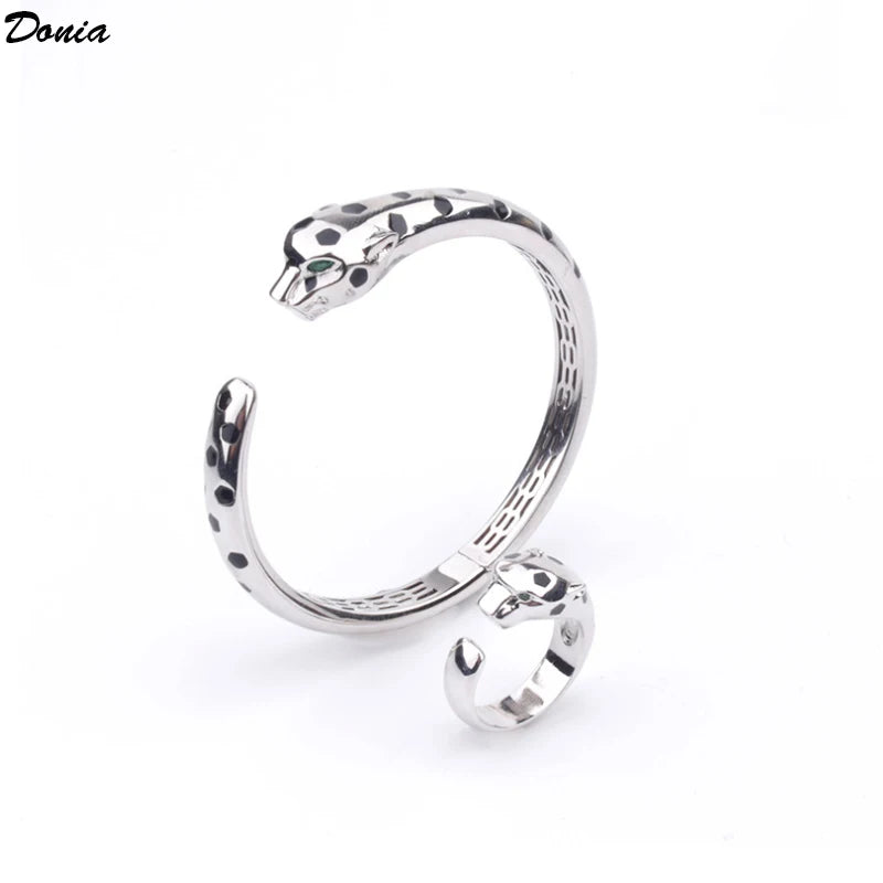 Donia Jewelry New Fashion enamel leopard bracelet European and American luxury ring luxury jewelry set for men and women