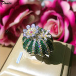 Donia Jewelry Fashion New Titanium Micro-Inlaid Green AAA Zircon Flower Opening Ring Cactus Rotating Classic Lady Gift