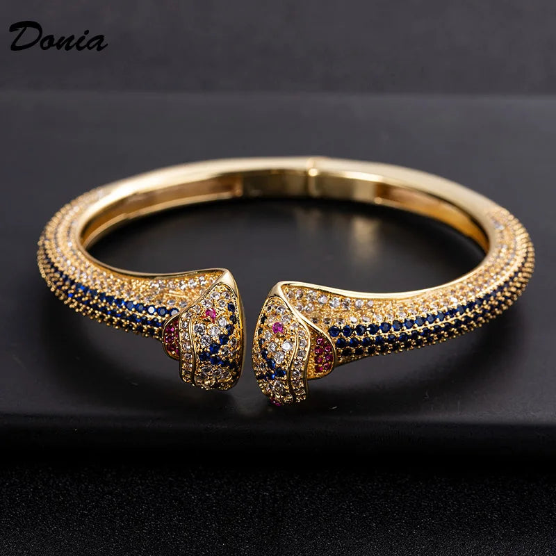 Donia jewelry fashion exaggerated European and American animal bracelet with AAA zirconia jewelry adjustable opening bracelet