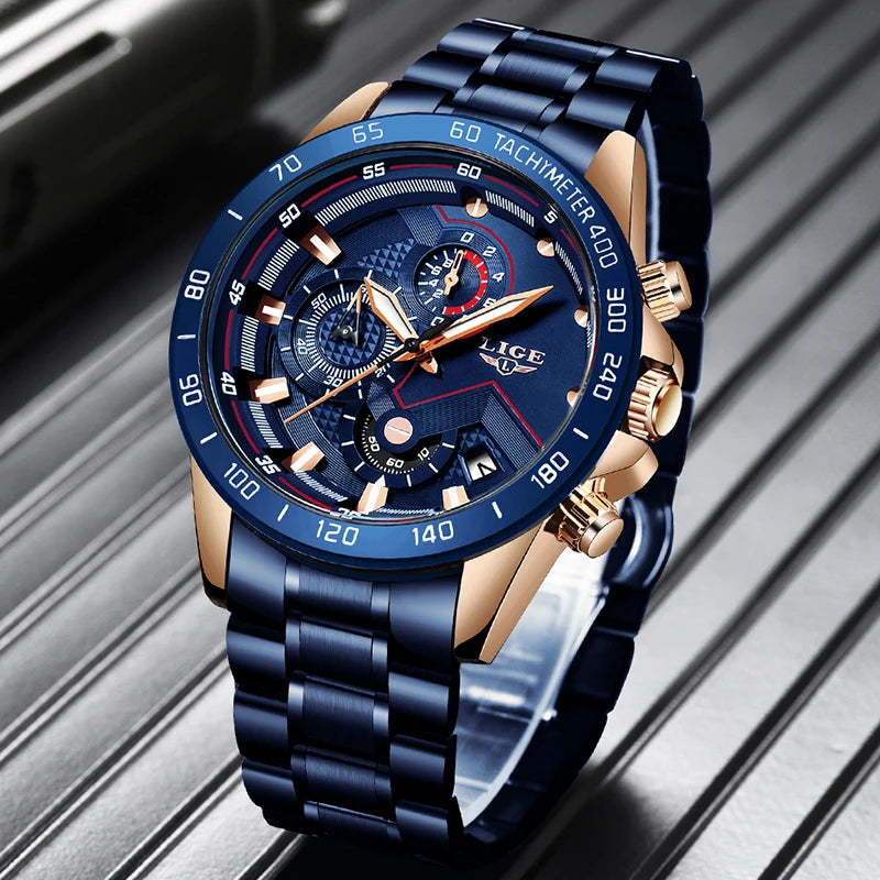 New Blue Fashion Business Mens Watches.