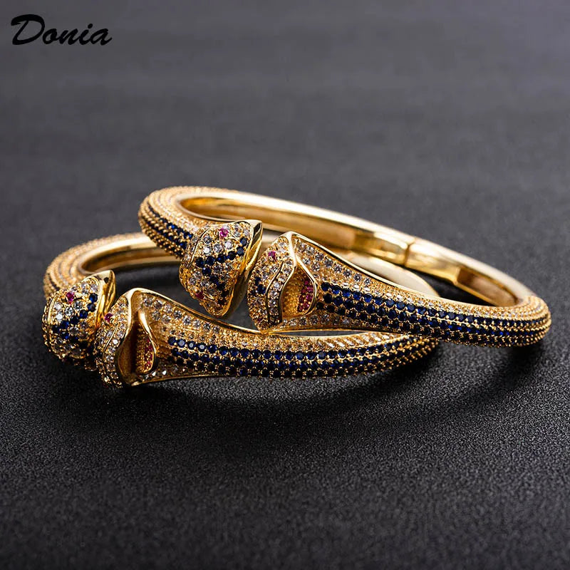 Donia jewelry fashion exaggerated European and American animal bracelet with AAA zirconia jewelry adjustable opening bracelet