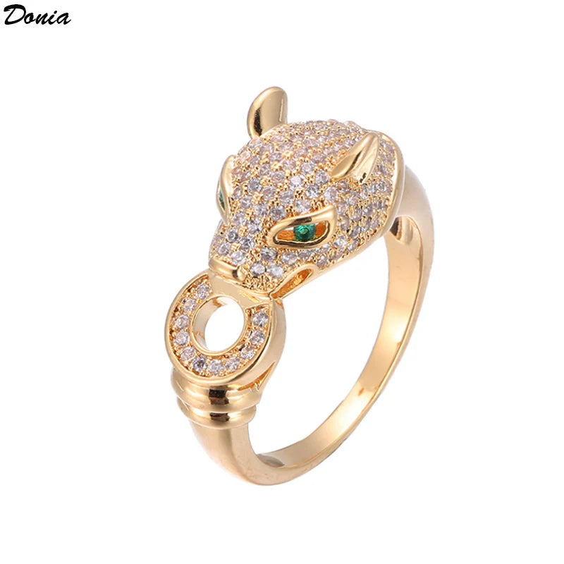 Donia jewelry Fashion animal ring Leopard head ring micro-inlaid AAA zircon ring luxury ladies ring jewelry