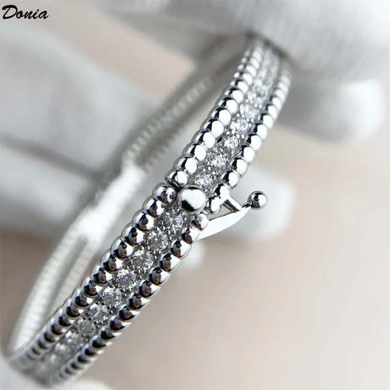 Donia Jewelry European and American fashion new copper micro-inlaid AAA zircon ball buckle bracelet tri-color luxury bracelet