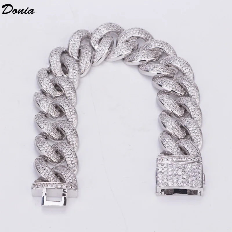 Donia Jewelry Fashion Hot Sale Europe and America Hiphop Hip Hop Bracelet Micro Inlaid AAA Zircon Men's Bracelet Cuban Chain