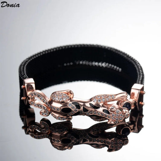 Donia Jewelry European and American luxury leopard bracelet copper micro-inlaid AAA zircon spring bracelet ladies jewelry gift