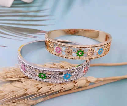 Donia jewelry fashion octagonal star enamel copper micro-inlaid AAA zircon bracelet set creative opening ladies ring set