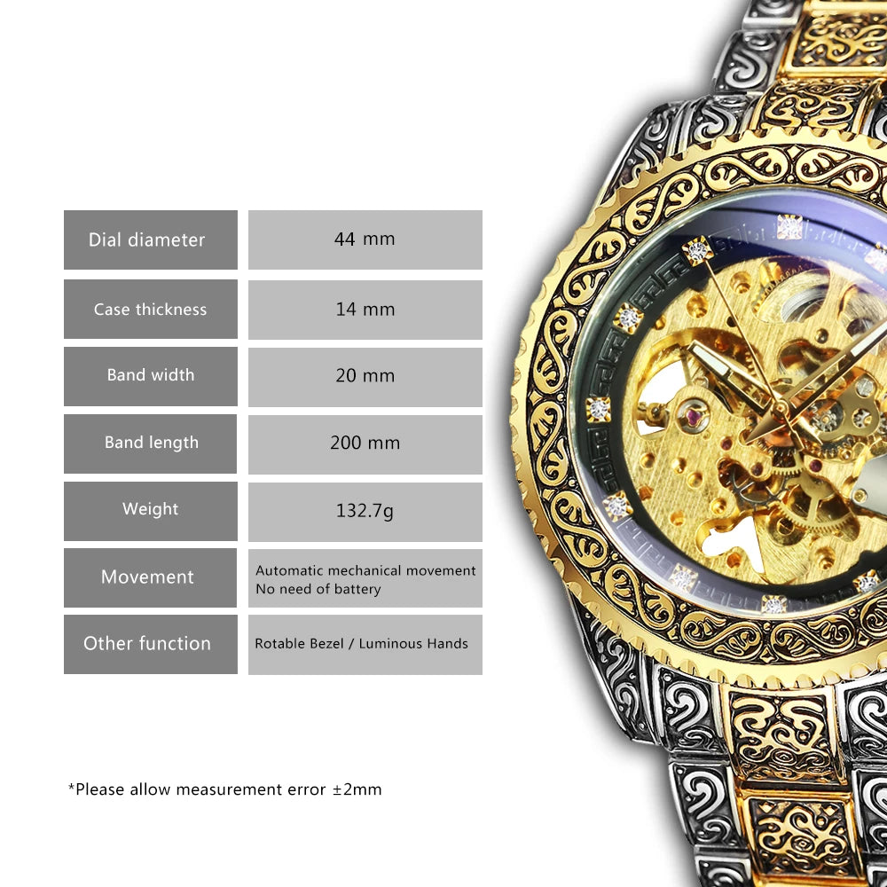 WINNER Vintage Engraved Luxury Mechanical Watch.