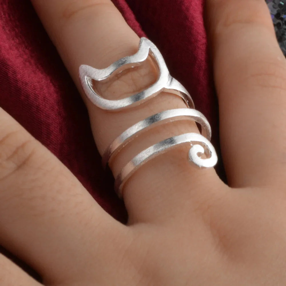 Foxanry Silver Color Creative Winding Handmade Rings for Women.