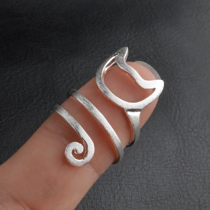 Foxanry Silver Color Creative Winding Handmade Rings for Women.