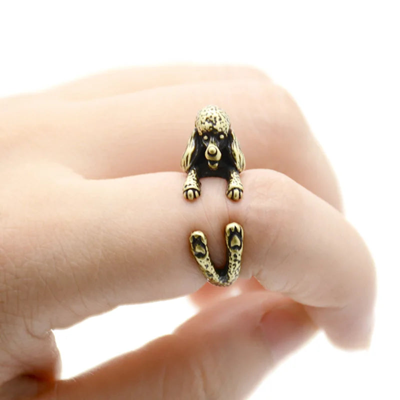 Funny French Puppy Dog Rings for Women.