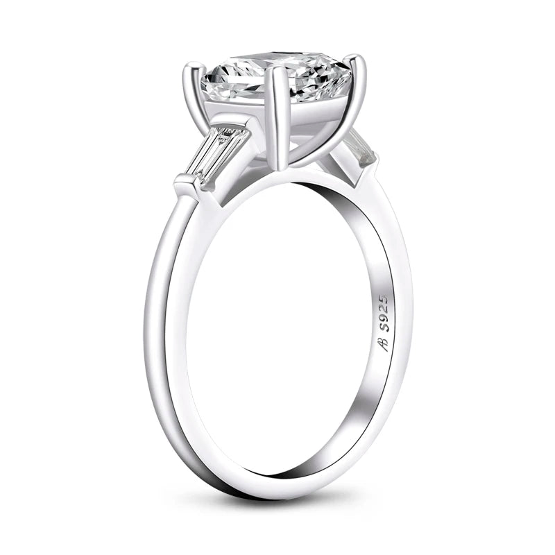 IOGOU Luxury 3 Carat Asscher Cut Sona Ring For Women Engagement Wedding Band Ring 925 Sterling Silver Female Jewelry Round Rings