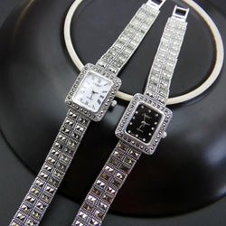 Silver Jewelry Woman Bracelet Watch Thai silver Retro Tungsten Diamond Watch Ladies New Silver Bracelet High Quality Giftt