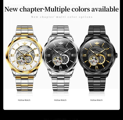 OUPINKE 3190 Automatic Mechanical Watch for Men Japan Movement Skeleton Design Sapphire Crystal Mirror Waterproof Male Watch