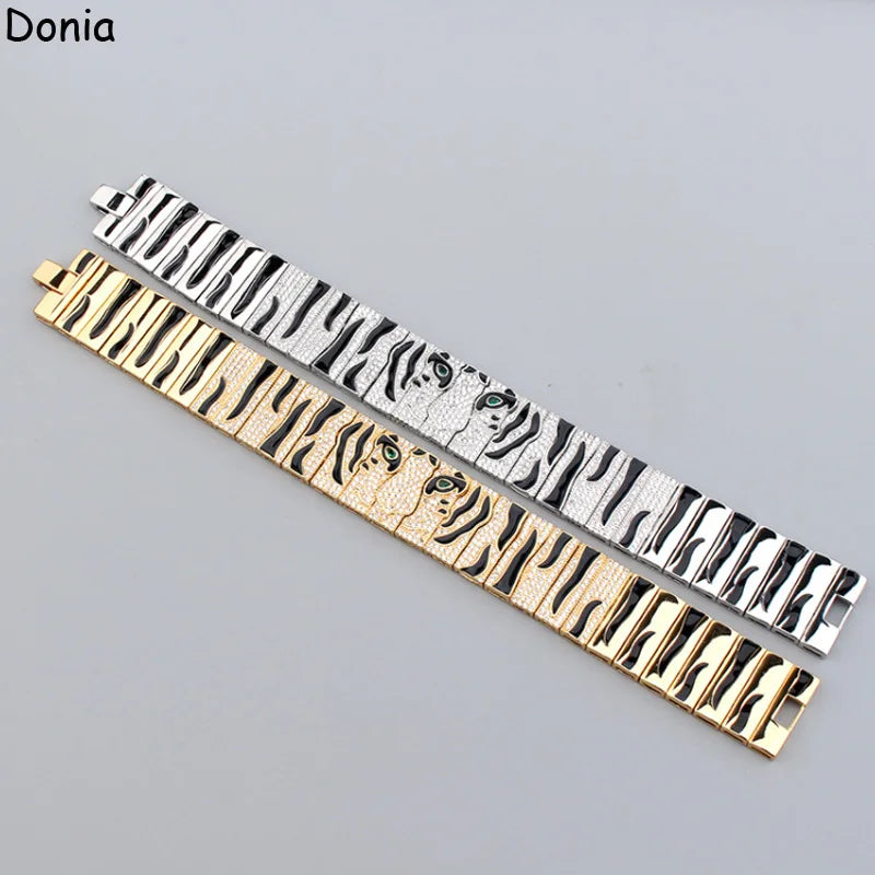 Donia Jewelry's new European and American fashion creative inlaid zircon tiger open bracelet palace luxury jewelry bracelet