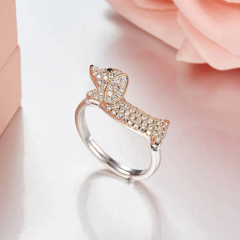 Fashion Real Silver Puppy Finger Ring.