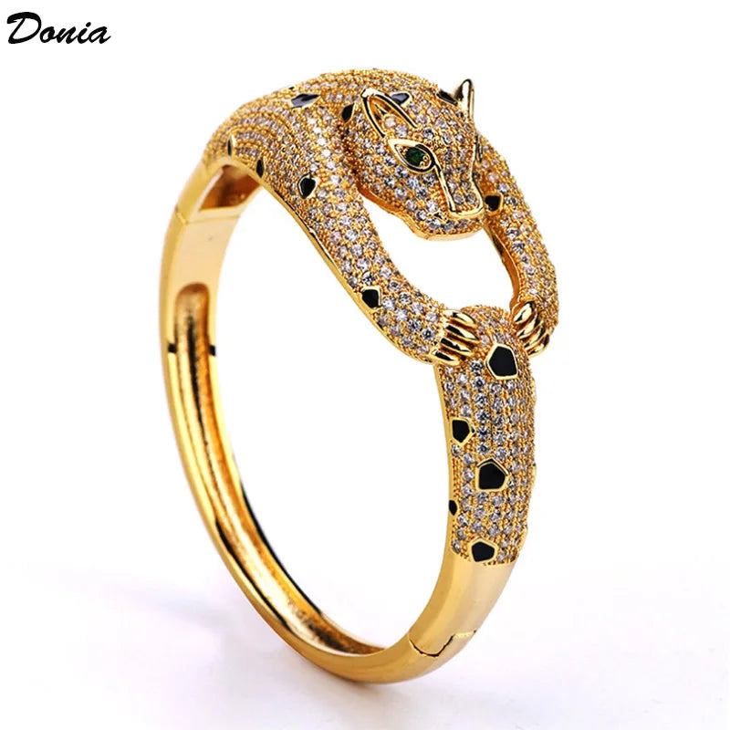 Donia jewelry Fashion micro AAA zircon leopard bracelet domineering animal enamel leopard bracelet men&