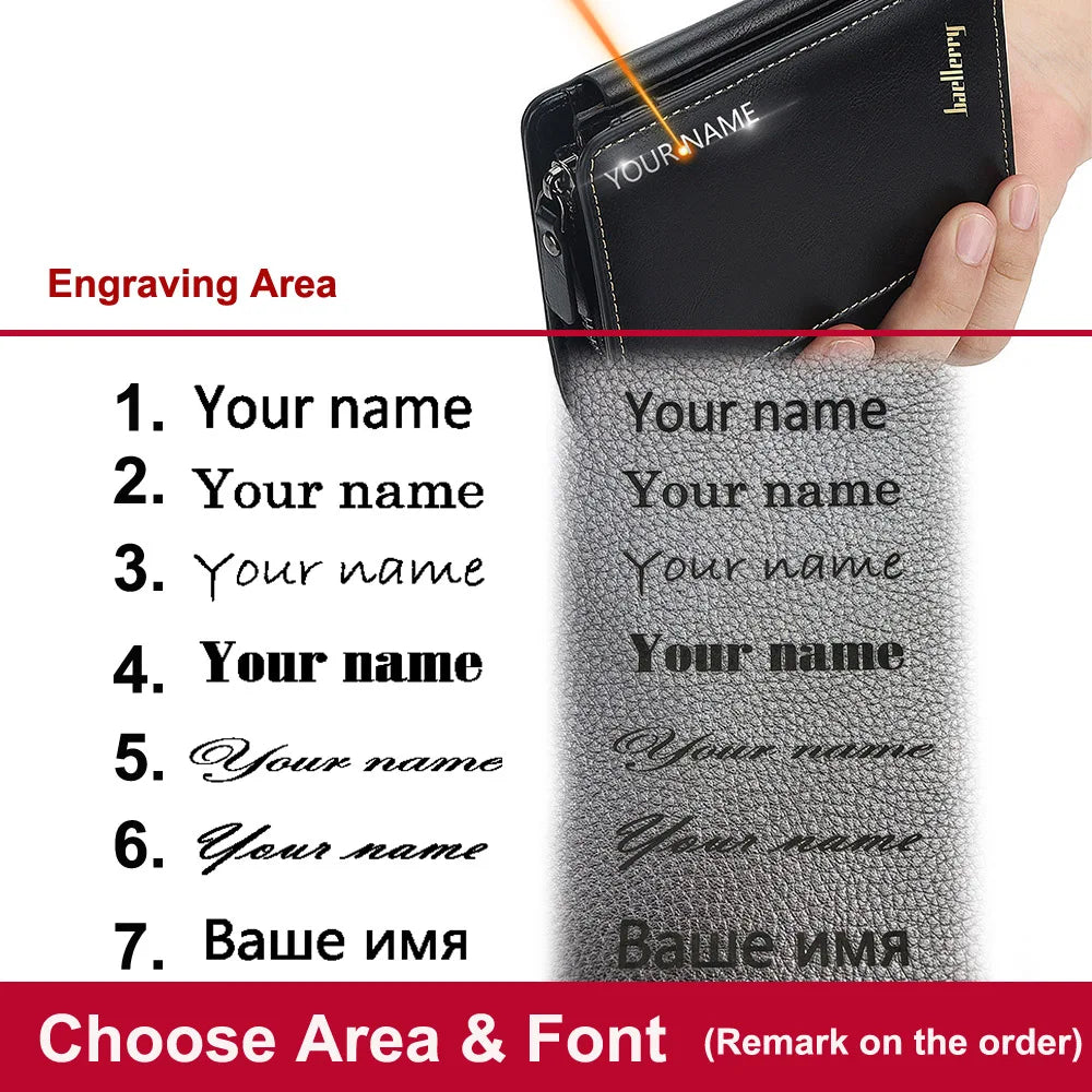 Men Wallets Name Engraving High Quality.